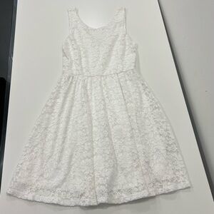 Tween/teen mini white lace dress, sleeveless occasion dress for spring/summer